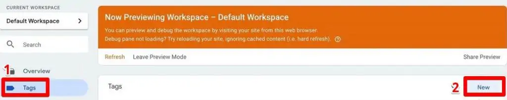 Creating New tag by using the Tags Section