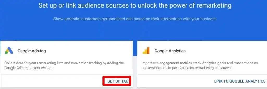 Set up an Audience sources using Google Ads tag