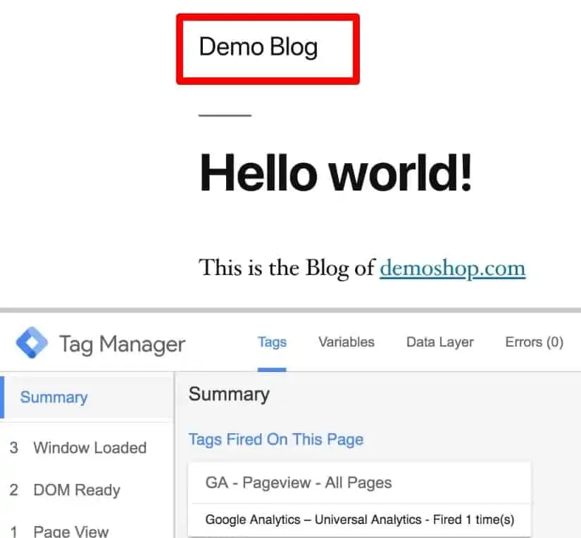 Website used for cross domain tracking- Demoblog.com