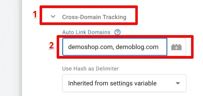 More Settings: Cross-Domain Tracking and Auto linking two domains