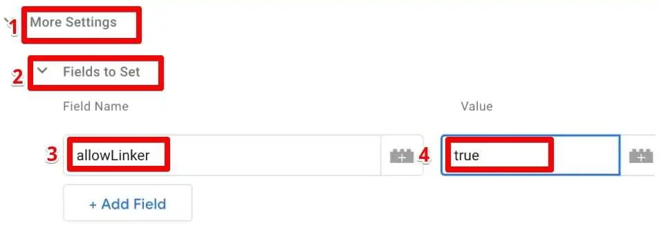 More Settings- Set up the Fields to Set