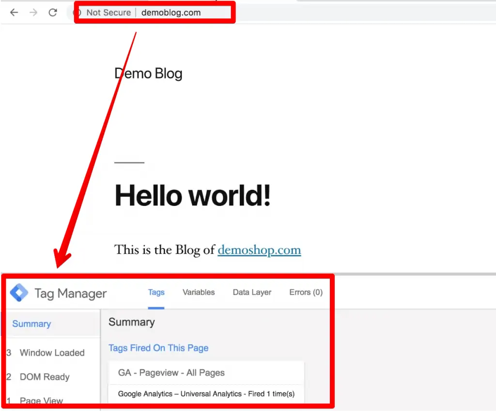 Second Website use for cross domain tracking- Demoblog.com Google Analytics and Google Tag Manager Installed