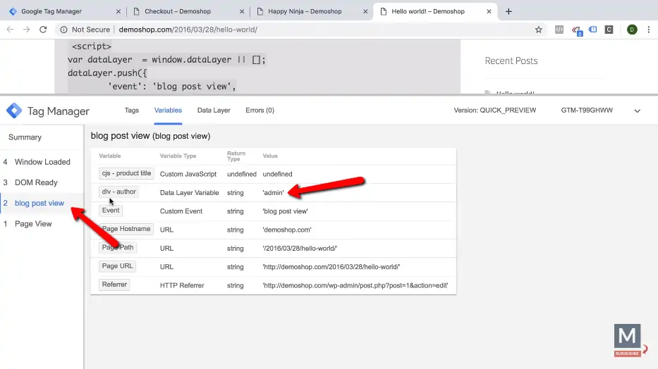 blog post view event