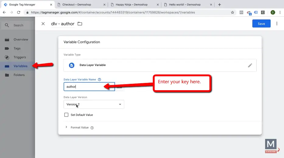 enter key in Google Tag Manager