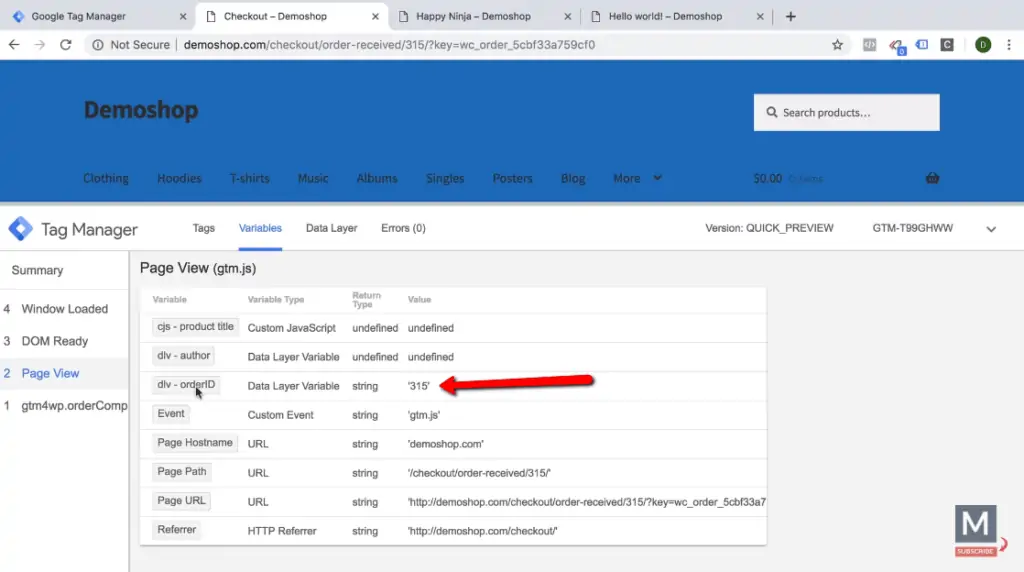 nested variable success