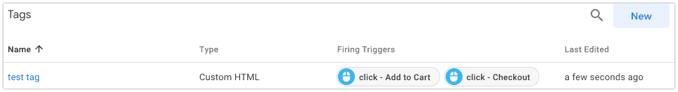 Google Tag Manager custom HTML Tag with firing triggers click - Add to Cart and click - Checkout