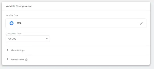 Screenshot of Google Tag Manager showing the variable configuration screen