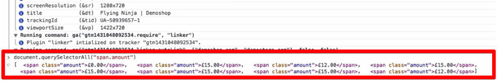 Screenshot of Chrome Dev Tools showing span amount for CSS selection