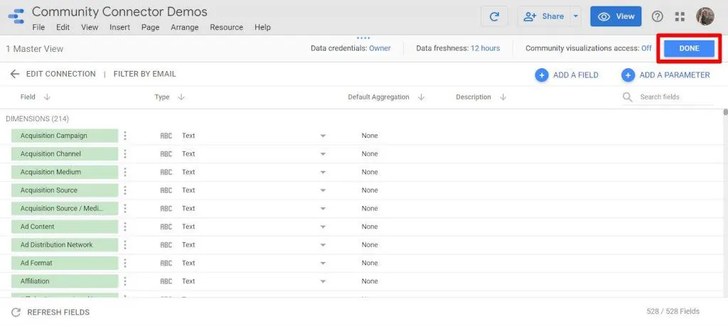 Looker Studio metrics and dimensions from Facebook Ads