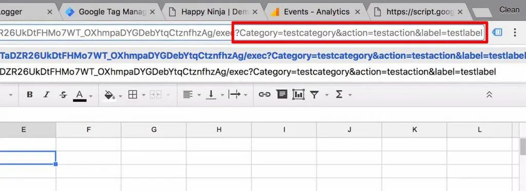 Google Sheet URL with new query string highlighted