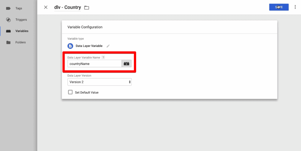 Adding Data Layer Variable Name