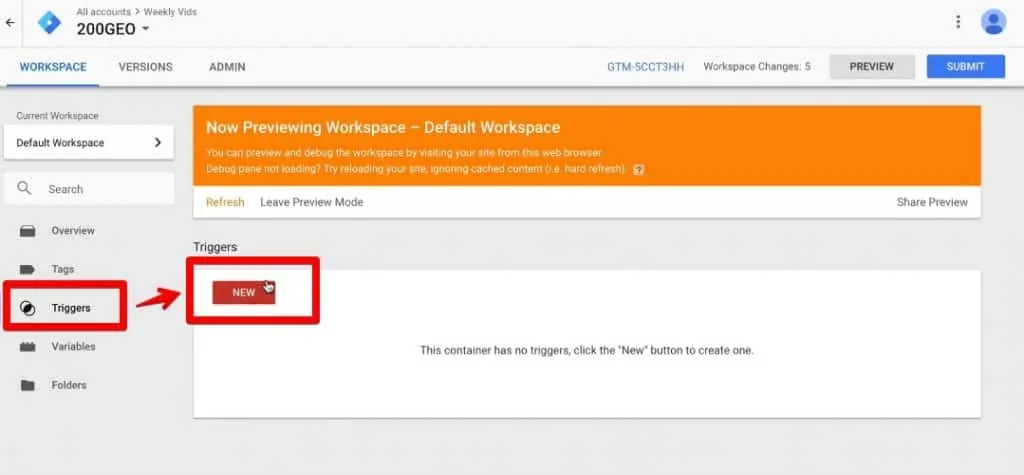 Adding a New Trigger in Google Tag Manager