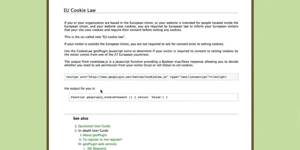EU Cookie Law on geoPlugin