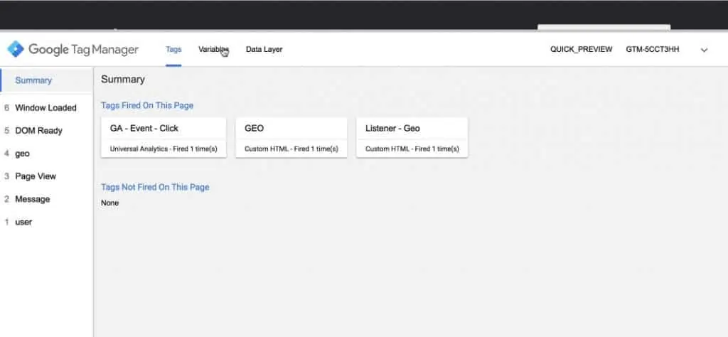 Event tag fires when the condition for Variable is met