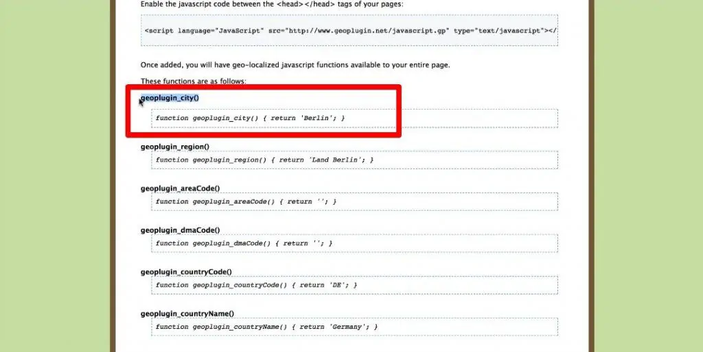 Executing function geoplugin_city()
