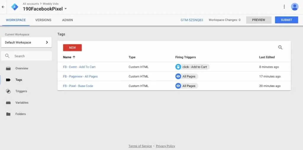 Adding Tags for Base Tracking, Pageview, and Event in Google Tag Manager