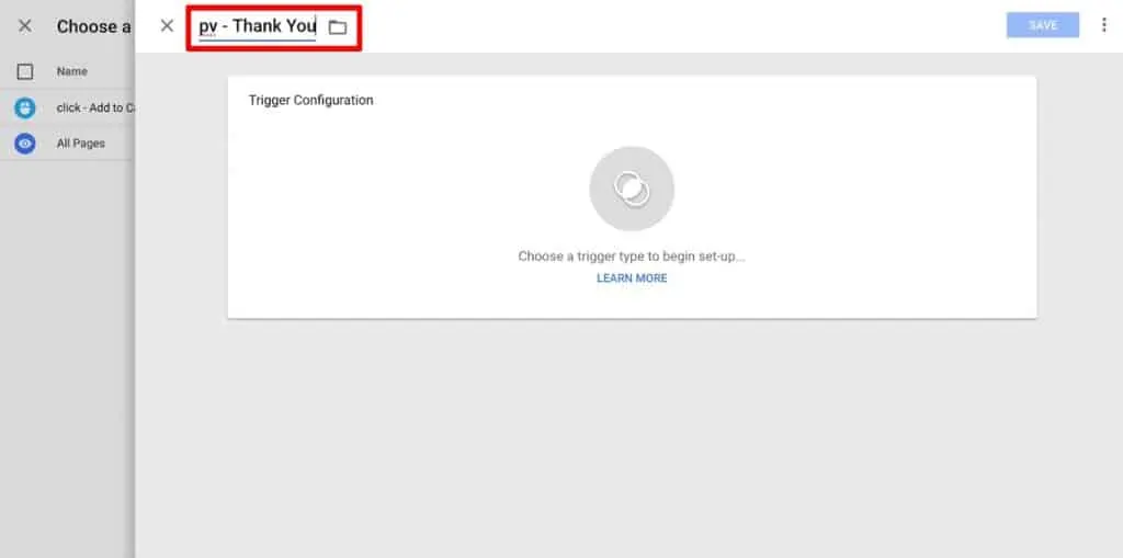 Naming the trigger in Google Tag Manager