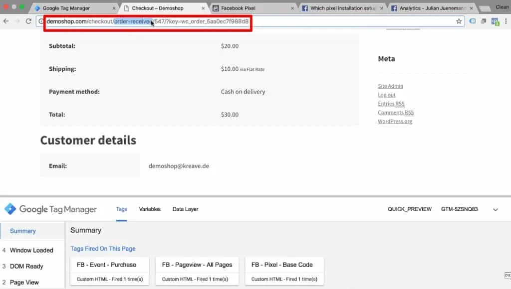 Part of the URL that will be deployed on the final checkout page