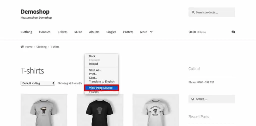 Option to View Page Source of a web page