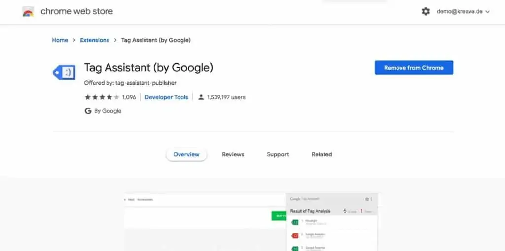 Tag Assistant (by Google) Chrome extension