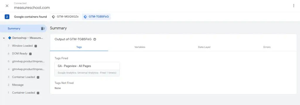 Google Tag Assistant tab now includes a summary of the whole session while in preview mode