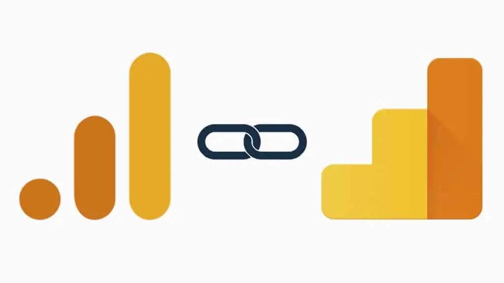 Infographic, linking GA4 property and UA property