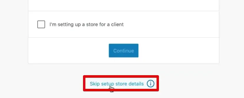 Skipping the store details setup on the eCommerce site