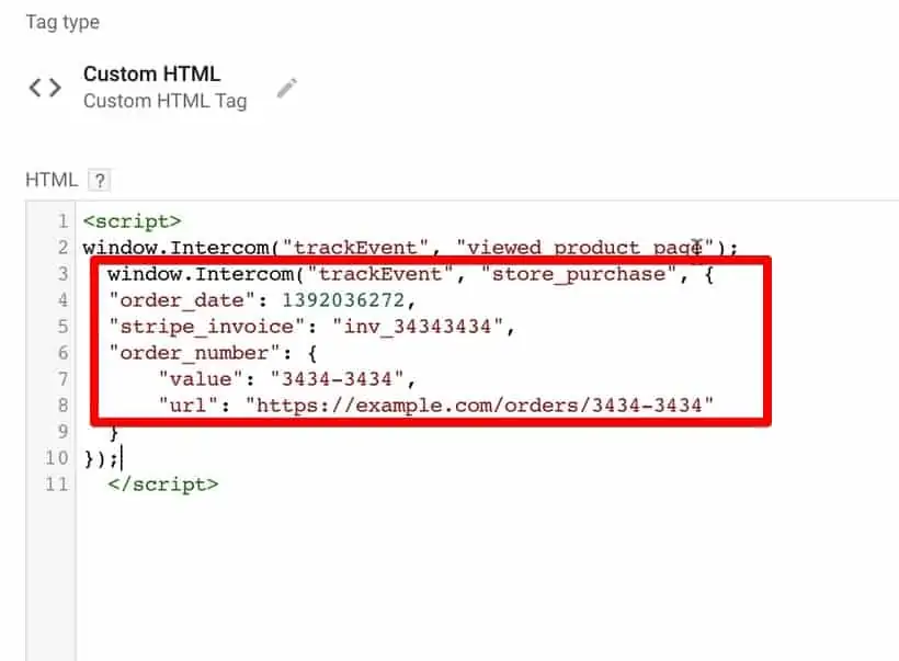 Adding Intercom custom event tracking code to Google Tag Manager