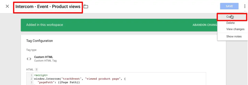 Copying the product page view Tag in Google Tag Manager
