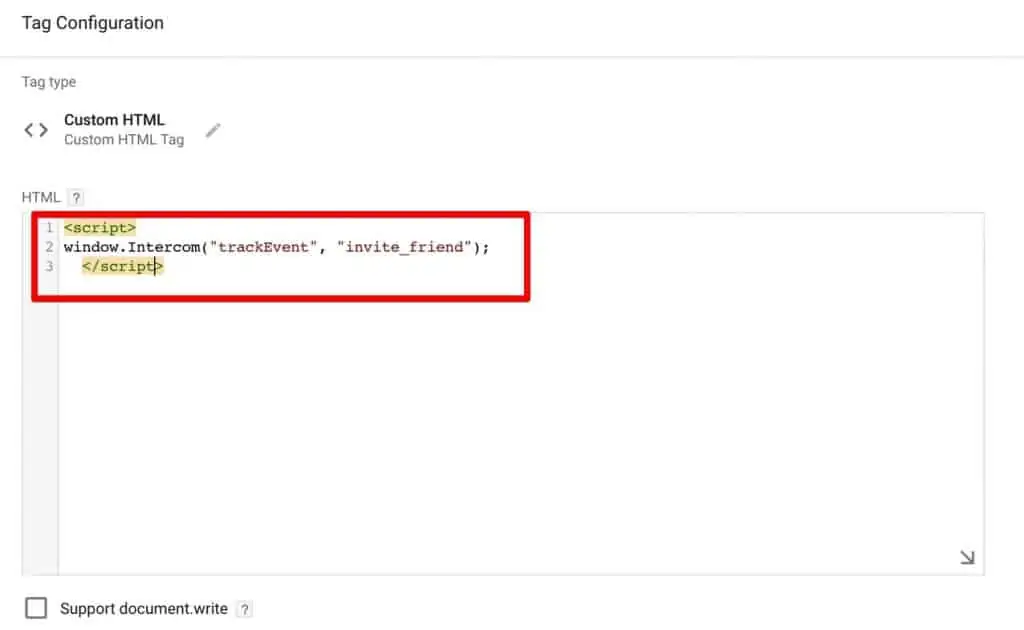 Pasting the event tracking code in the Custom HTML Tag of Google Tag Manager