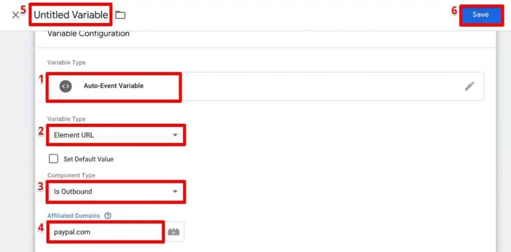 Configuring a new variable on Google Tag Manager to track outbound link clicks