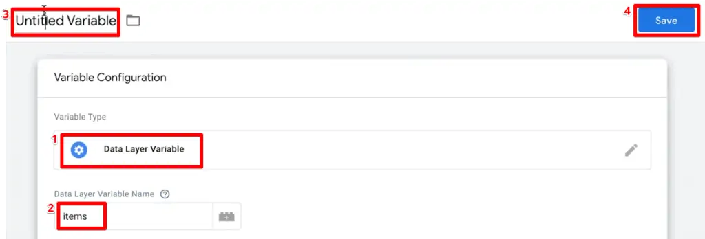 Creating a new data layer variable for product items in Google Tag Manager