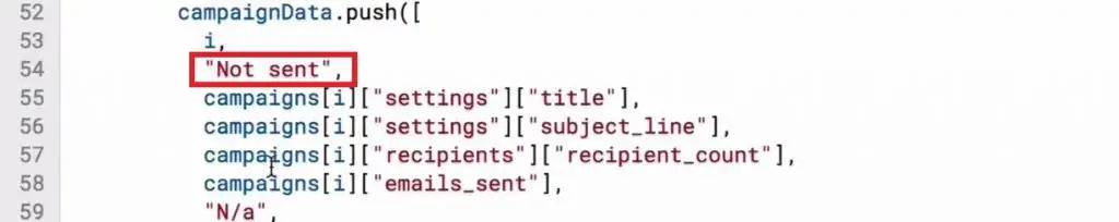 Adding “Not sent” notation in the code to capture campaigns in draft phase