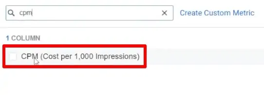 Adding the cost per 1000 impressions metric for analyzing ad results in Facebook Business Manager