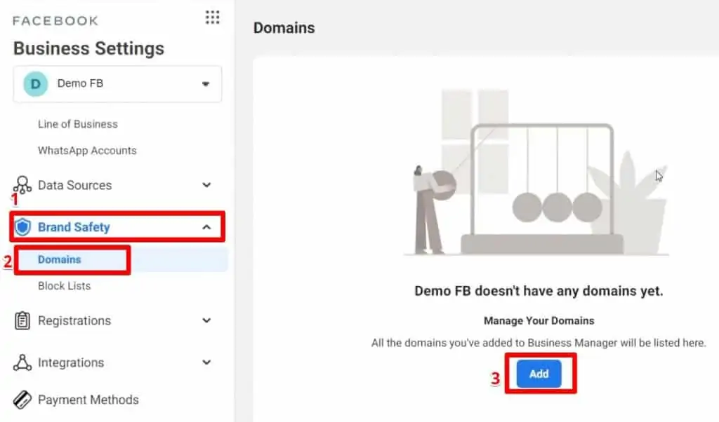 Brand Safety Domains for Business Manager account, Add Domain