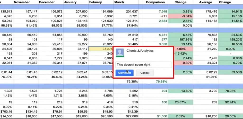 Commenting on Google Sheets for easier collaboration