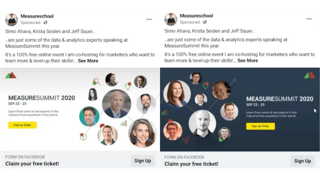 Comparing two ads for impressions in a Facebook Ad campaign