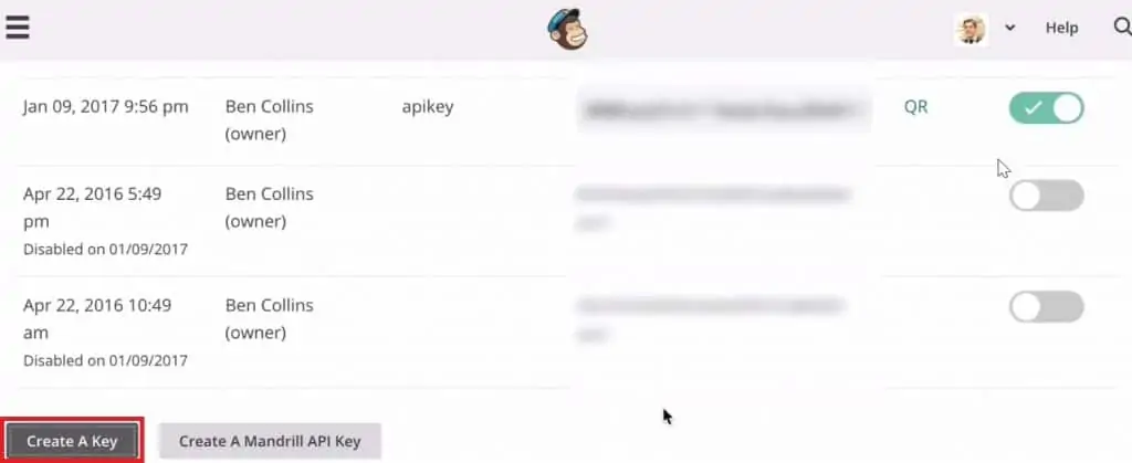 Creating a new API in MailChimp