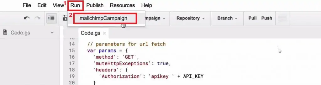 Running the mailchimpCampaign Script