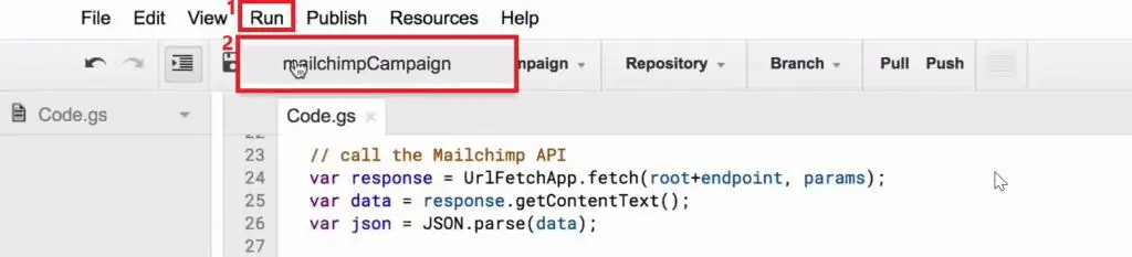 Running the mailchimpCampaign script