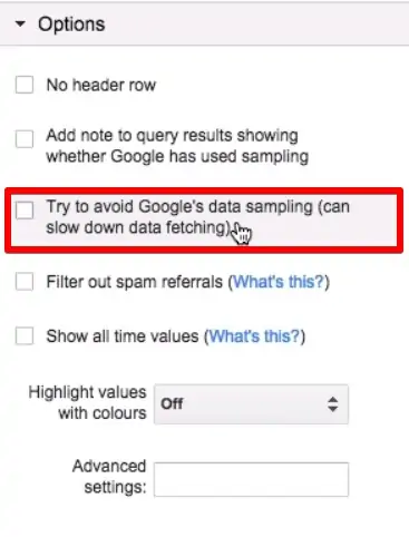 Try to avoid Google’s data sampling option is unchecked in Supermetrics