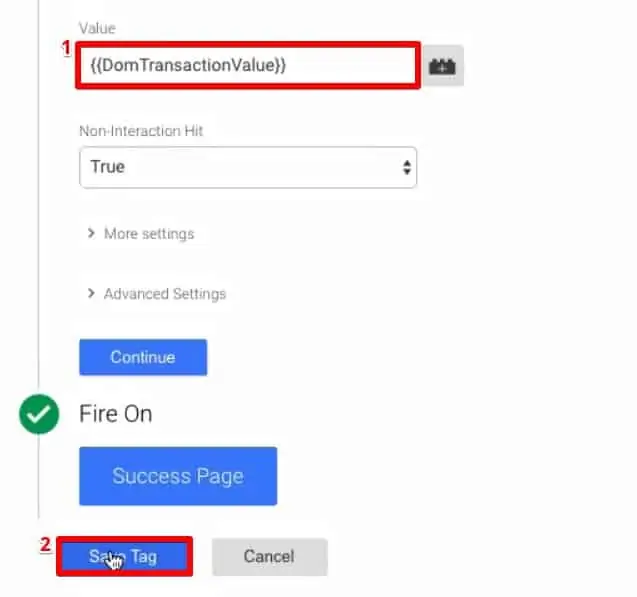 Configuring the Google Analytics conversion tracking Tag on Google Tag Manager by adding a Custom JavaScript variable