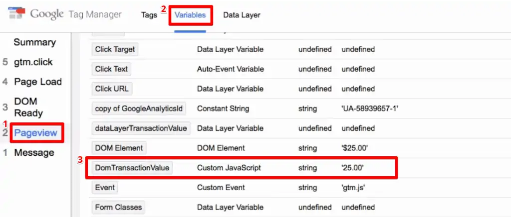 Custom JavaScript variable updates the correct order value from the transaction page of the demo shopÂ