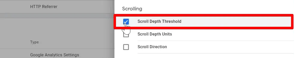 Enabling the Scroll Depth Threshold variable in Google Tag Manager