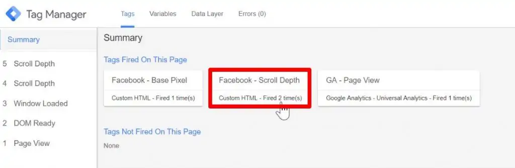 Facebook Scroll Depth Tag fires twice when we reach 50% of the length of the page