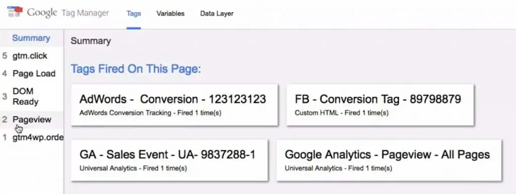 Identifying the Tags that fired on the transaction checkout page