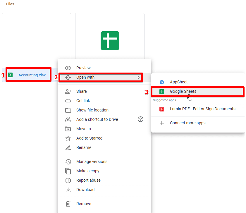 Open .xlsx Excel file as a Google Sheets file