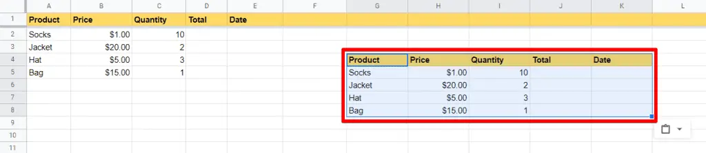 Pasting data from the sheet retains its formatting