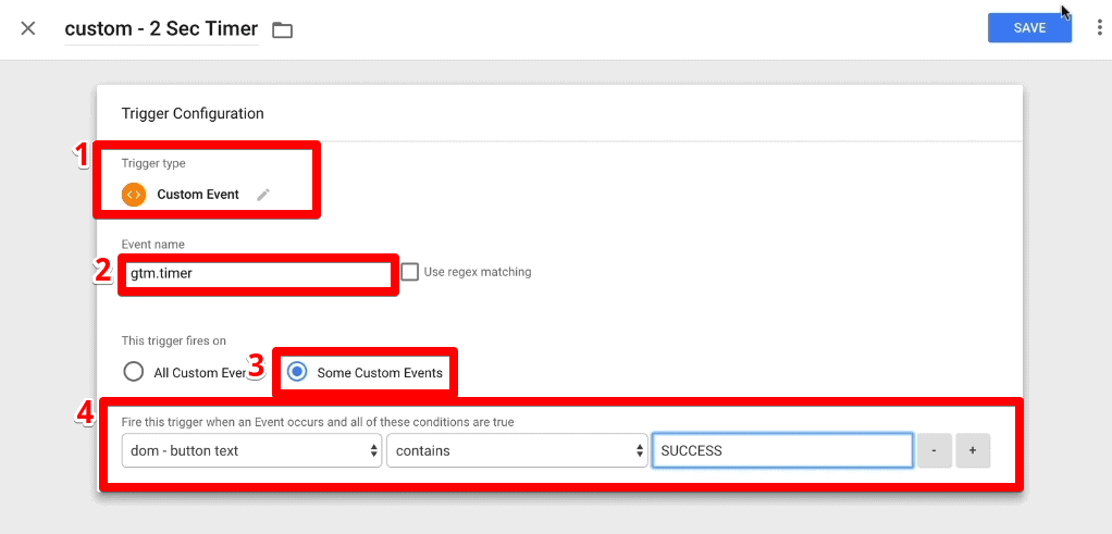 Fire the trigger on All Clicks in Google Tag Manager Configuring a custom event trigger for successful button clicks in Google Tag Manager