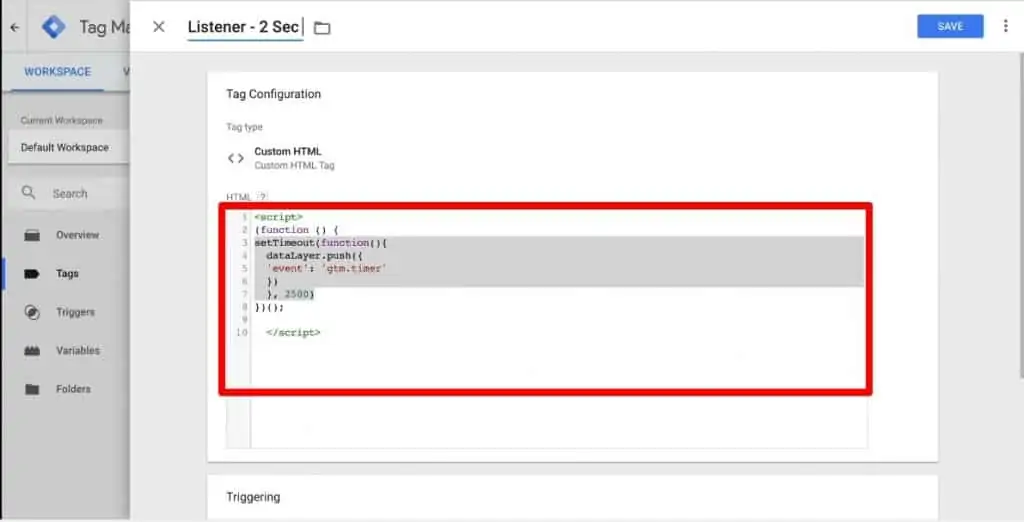 Custom JavaScript variable in Google Tag Manager. Configuring an HTML script to a custom HTML Tag in Google Tag Manager
